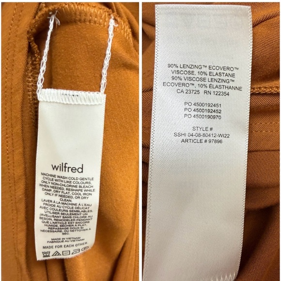 Wilfred Aritzia Saturn Midi Wrap Dress Sleeveless Waist Tie Rich Chestnut XS - Picture 8 of 10